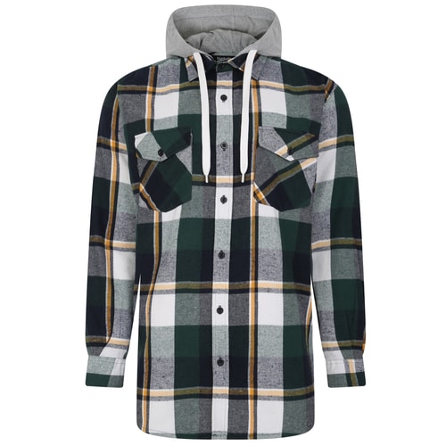 Bigdude Hooded Check Flannel Shirt Green